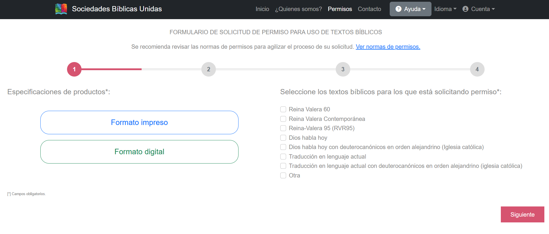 Paso 1 - Formato y Biblias
